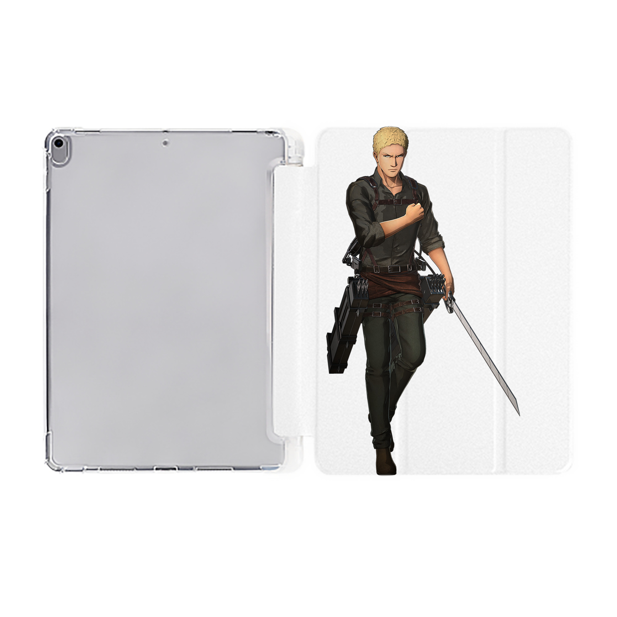 （画像用） 進撃の巨人 ライナー・ブラウン Attack on Titan Reiner Braun IPad ケース ペン収納付き 三つ折りスタンド PUレザー×シリコン 対応機種9.5/10.5/10.9インチ